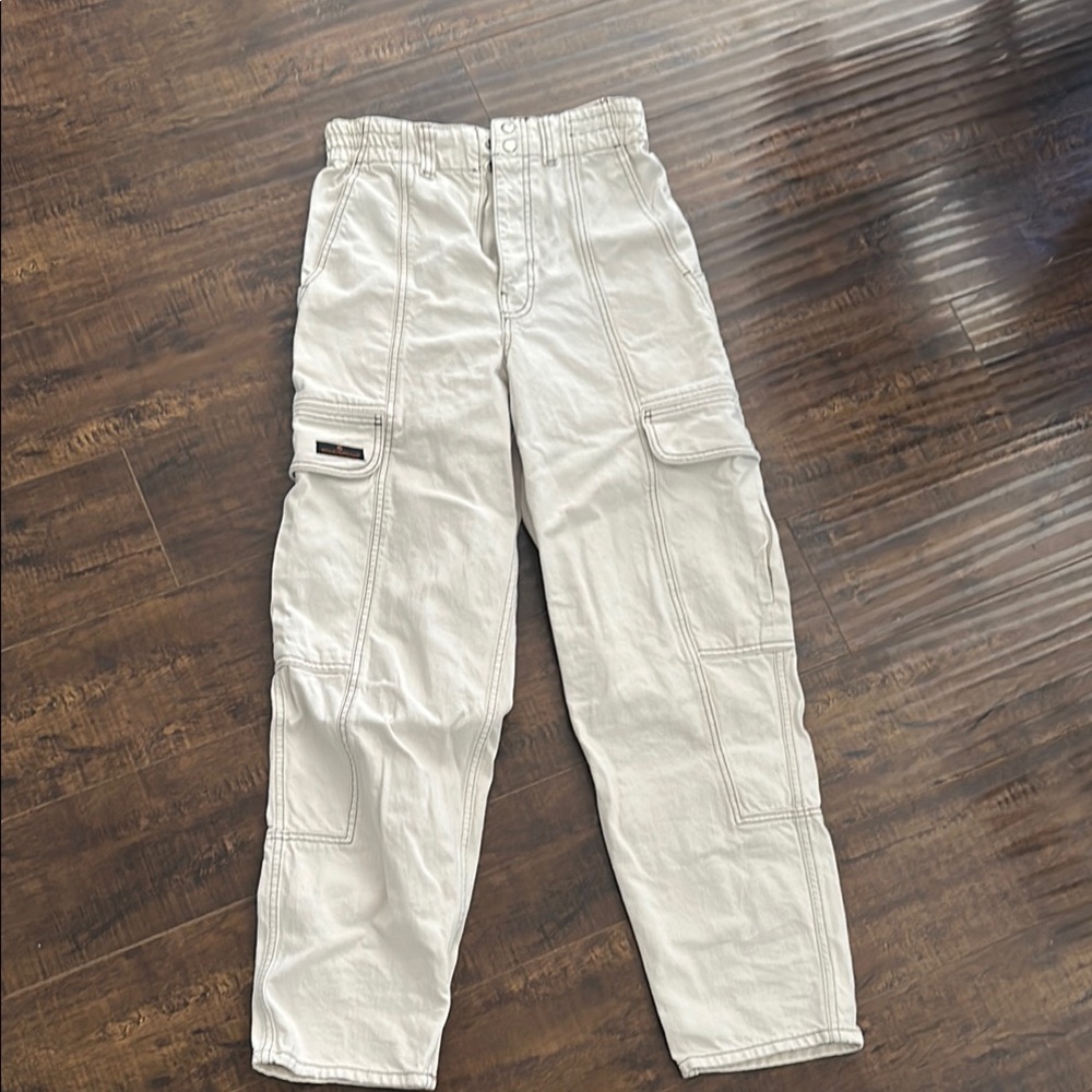 BDG Cream Jeans with Elastic Waistband